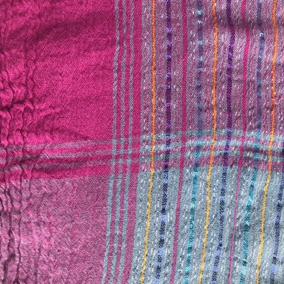 Purple Metallic Stripe Fringe Boho Cozy Warm Scarf - Picture 5 of 5